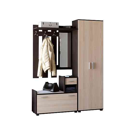 Прихожая Эверест Тандем с распашным шкафом ШП-1 и тумбой (правая) венге темный+дуб молочный (DTM-2458) Львов