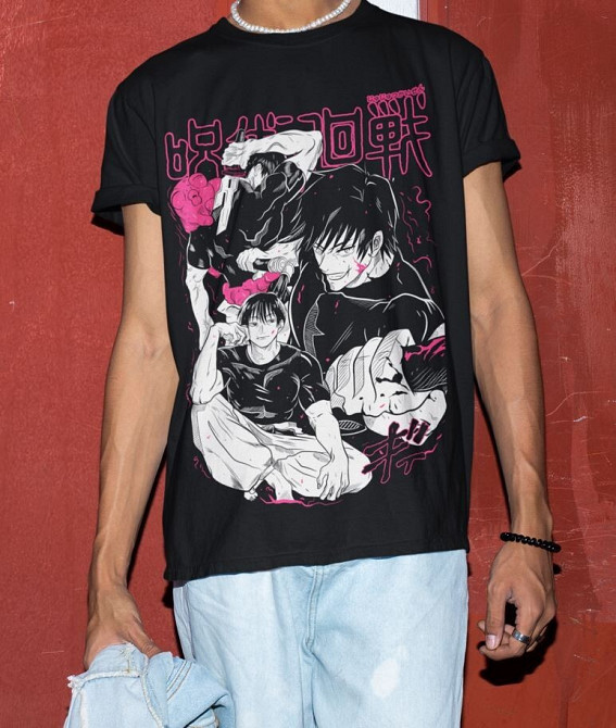 Футболка з аніме принтом Магічна битва оверсайз (S/M/L) Чорний AnimeJ1118 Дніпро - фото 3