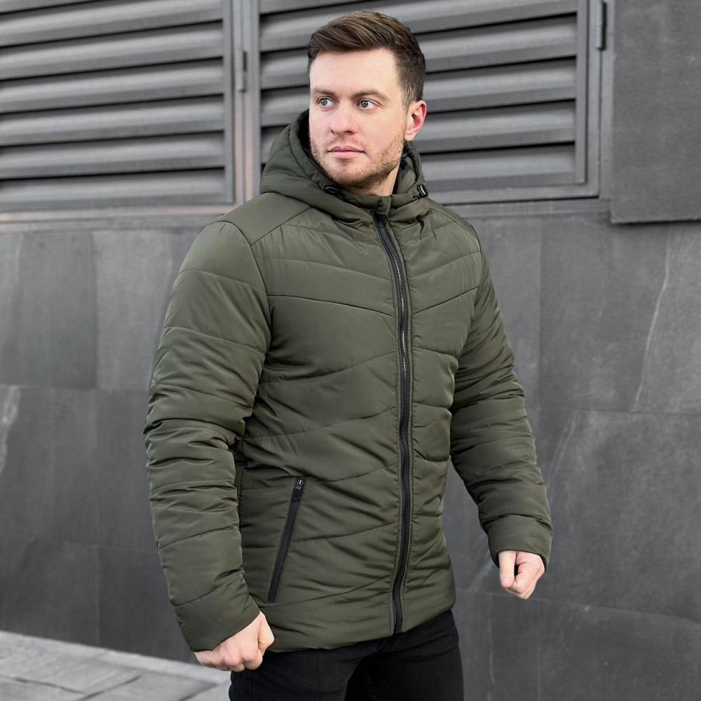 Зимняя куртка мужская теплая с капюшоном короткая Frost Pobedov Winter Jacket Dzen хаки Одесса - изображение 7