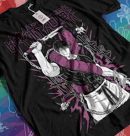 Футболка з аніме принтом Магічна битва оверсайз (S/M/L) Чорний AnimeJ0826 Дніпро