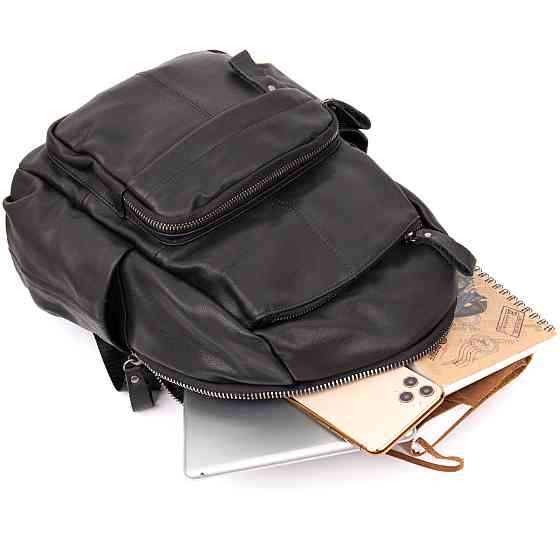 Рюкзак міський в гладку шкіру Vintage 20411 Чорний Київ