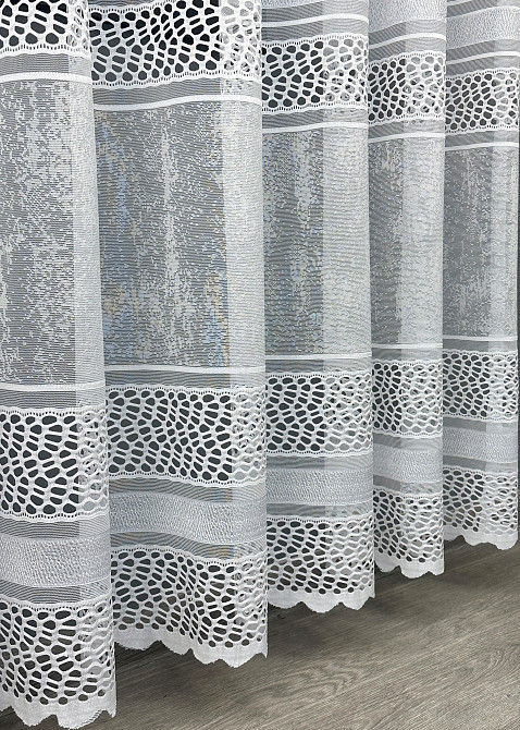 Короткий тюль VR-Textil 1941т Жаккард Белый 300х200 см (42-0915) Киев - изображение 7