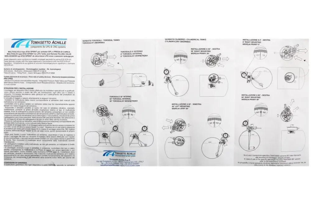 Мультиклапан ГБО для внутр. тор-го баллона H270мм 30° Tomasettо с катушкой Винница - изображение 4