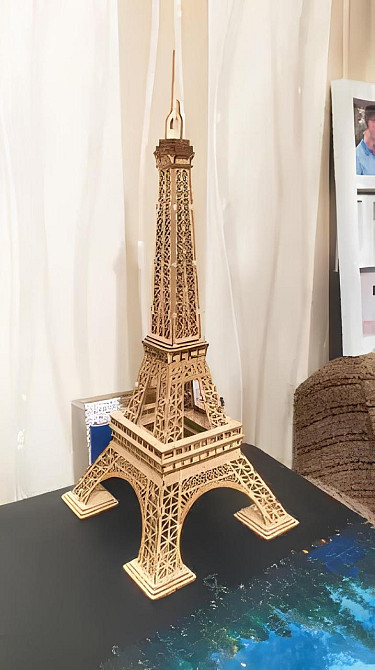 Конструктор Robotime Ейфелева вежа 121 деталь. Дерев'яна збірна 3D модель Ейфелевої вежі 165х157х365 мм Київ - фото 3