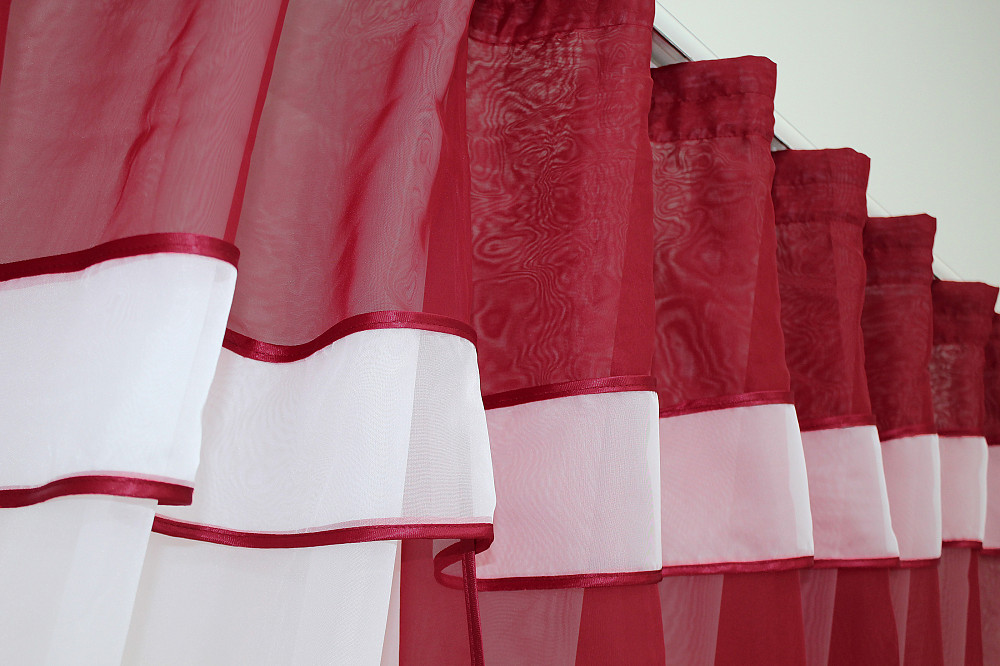 Кухонная занавеска VR-Textil № 018к штора и тюль с ламбрекеном красный с белым 270х170 см (50-215) Киев - изображение 5