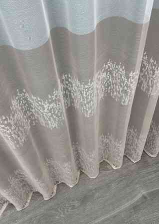 Тюль жаккард цвет белый с пудровым 1676т Киев