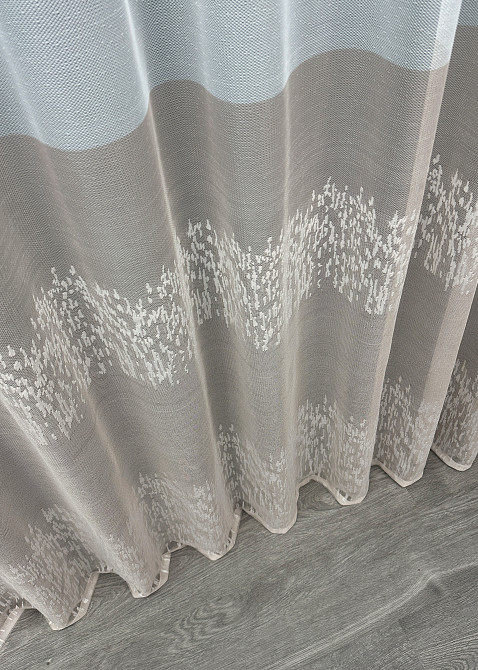 Тюль жакард колір білий з пудровим 1676т Київ - фото 6