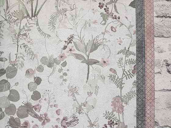 Обои виниловые на флизелине AS creation The Bos 0.53х10 растения листья цветы ягоды серые зеленые коричневые Киев