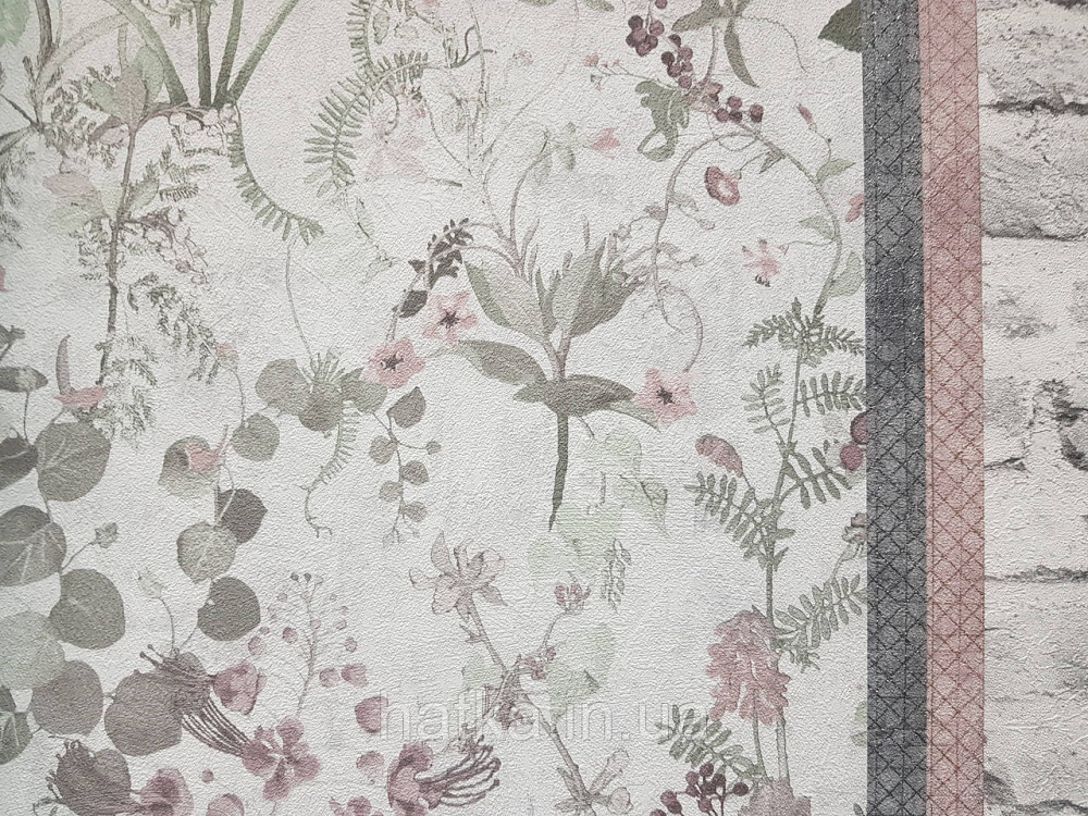 Обои виниловые на флизелине AS creation The Bos 0.53х10 растения листья цветы ягоды серые зеленые коричневые Киев - изображение 4