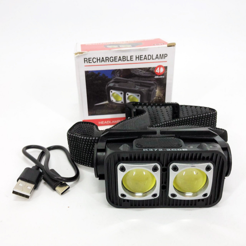 Налобний ліхтар для сто K372-2COB, Тактичний ліхтар з ремінцем для голови Налобний з лінзою OE-12 Львів - фото 10