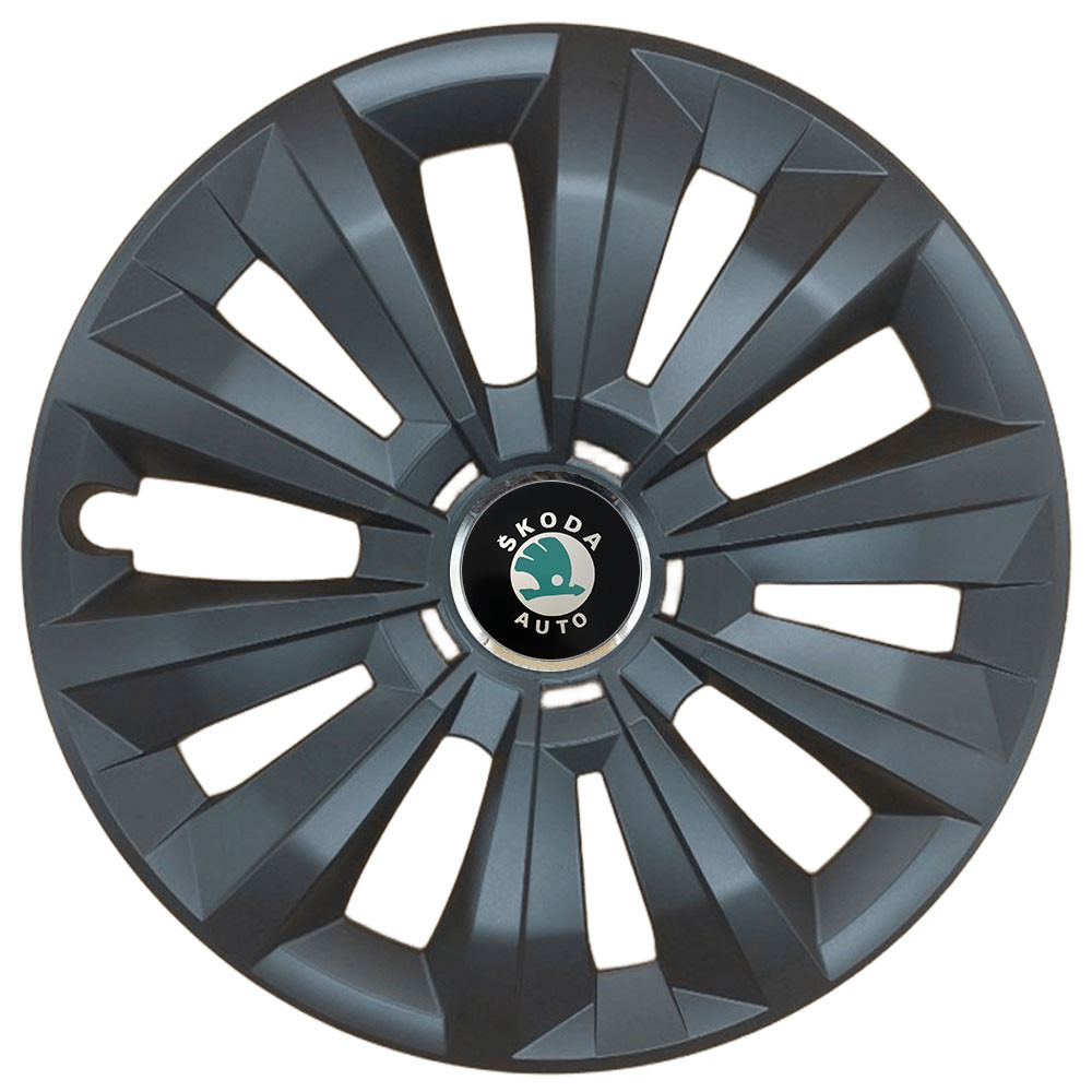 Автомобильные модельные колпаки R15 SJS Skoda (зеленая) 346 4шт, черные Винница - изображение 1