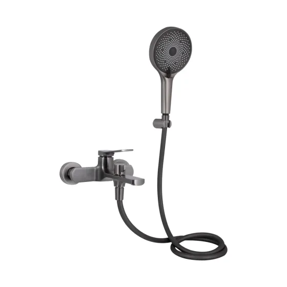 Змішувач для ванни Qtap Slavonice з душовим гарнітуром QTSLV259GMB48035 Gunmetal Black PVD графіт Київ