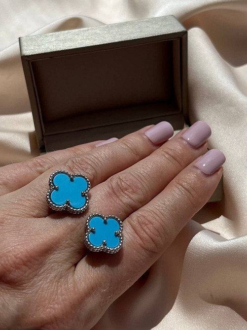 Кольцо Van Cleef посеребрение / кольцо летнее голубое Одесса - изображение 2