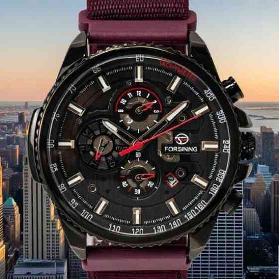 Годинник чоловічий механічний Forsining Finance Wine Red (2 ремінці) Вінниця