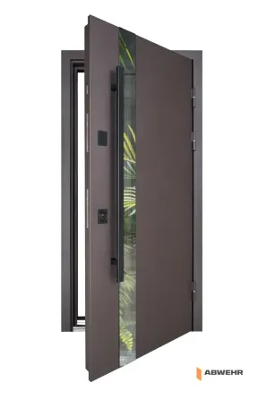Двері вуличні, модель 506 Nordi Glass RAL 8019Т/ВСМ мдф+словнова кістка супермат З ТЕРМОРОЗРИВОМ Київ