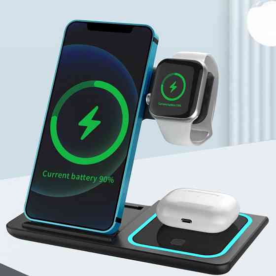 Беспроводное зарядное устройство 3в1,Черный SBR Киев