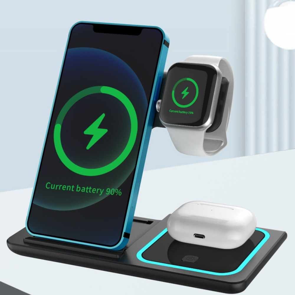 Беспроводное зарядное устройство 3в1,Черный SBR Киев - изображение 1