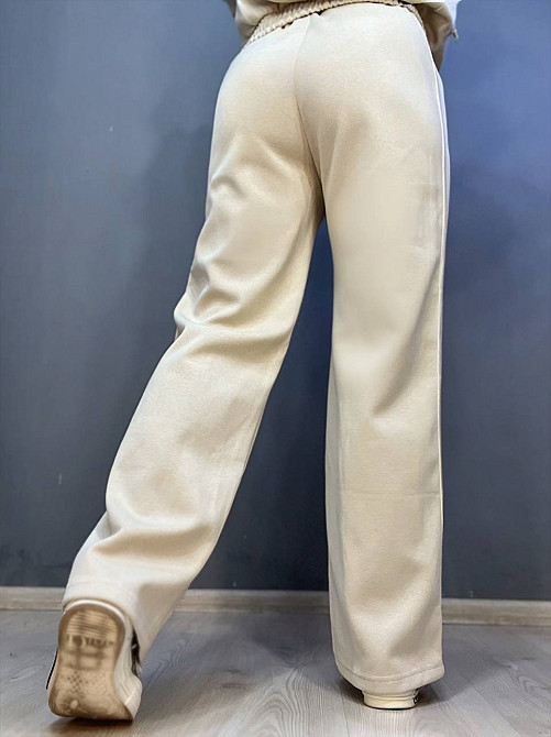 Костюм женский A-N 2738 свитшот на молнии и брюки равны от бедра с лампасом бежевый, бежевый, L Киев - изображение 7