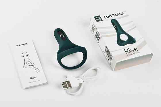 Подвійне ерекційне кільце Fun Town Rise Turquoise, керування зі смартфона Sex Aura Київ