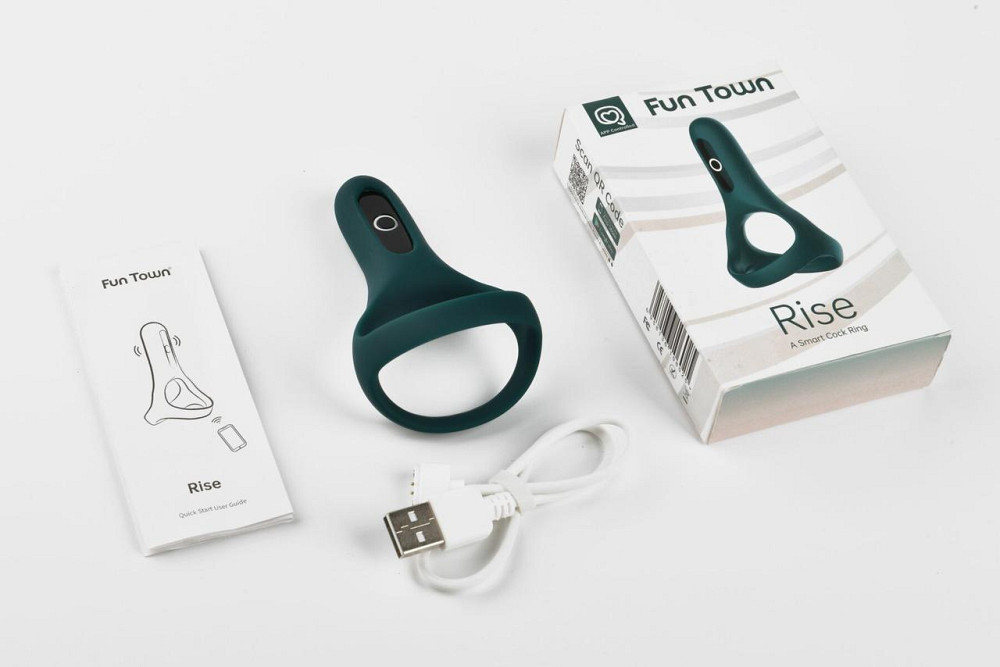 Подвійне ерекційне кільце Fun Town Rise Turquoise, керування зі смартфона Sex Aura Київ - фото 5
