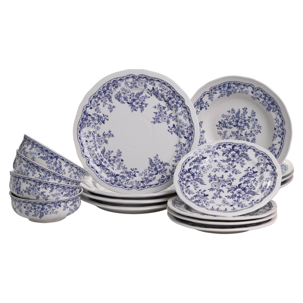 Столовий набір посуду 16 (шт) на 4 особи Bitossi порцеляновий Синій YY78-1A Коломия - фото 1
