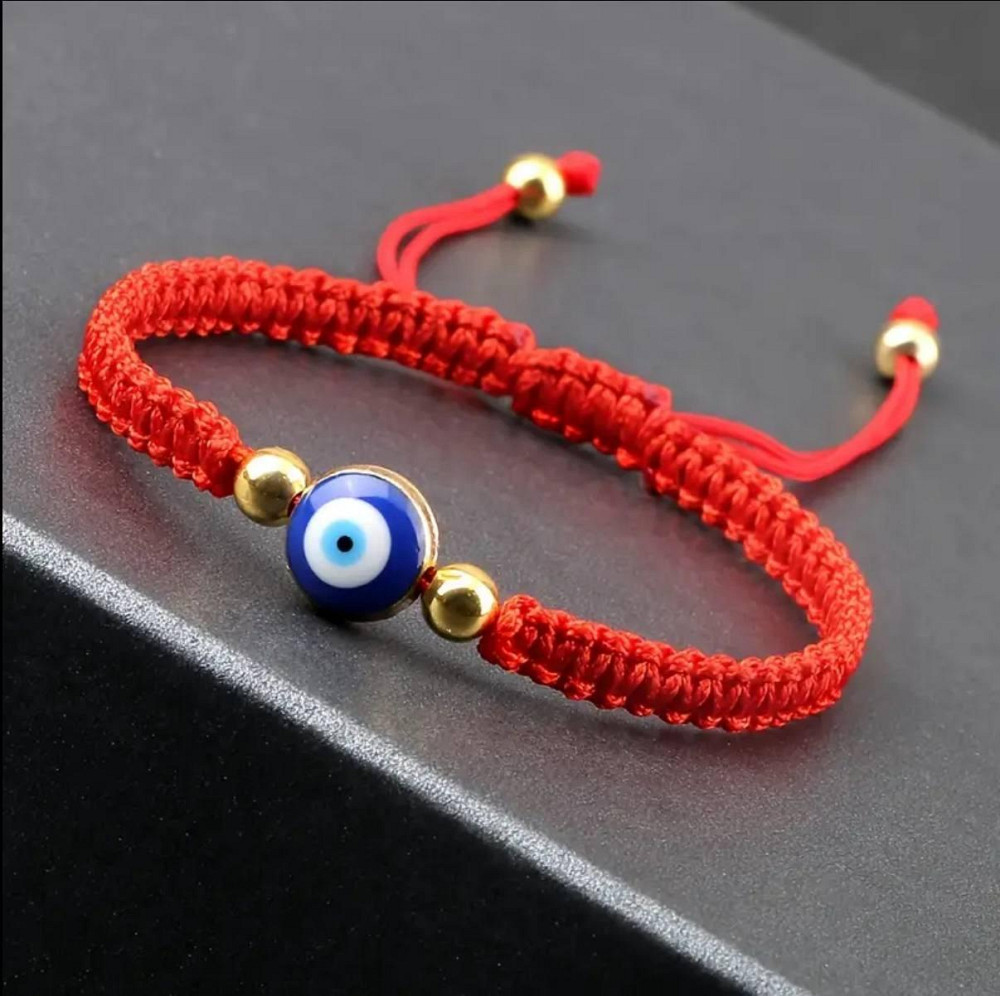 Красный браслет с «лым глазом» — амулет на защиту, регулируемый шнурок Киев - изображение 2