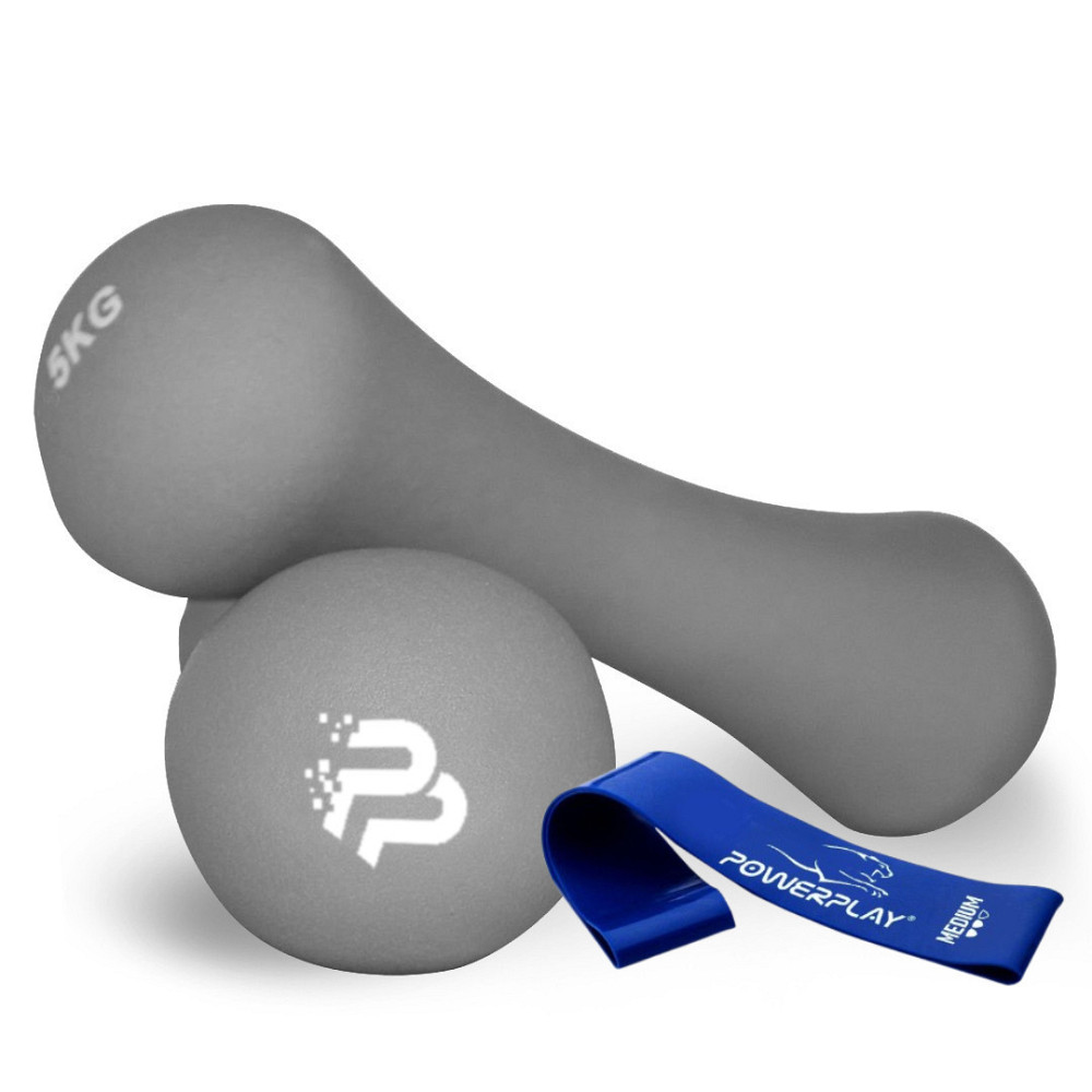 Гантели для занятий фитнесом, реабилитации неопреновая PowerPlay 4126 Spartacus 5 кг серая 2 шт Киев - изображение 2