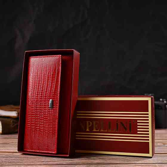 Яскравий гаманець для жінок із натуральної фактурної шкіри CANPELLINI 21823 Червоний Київ