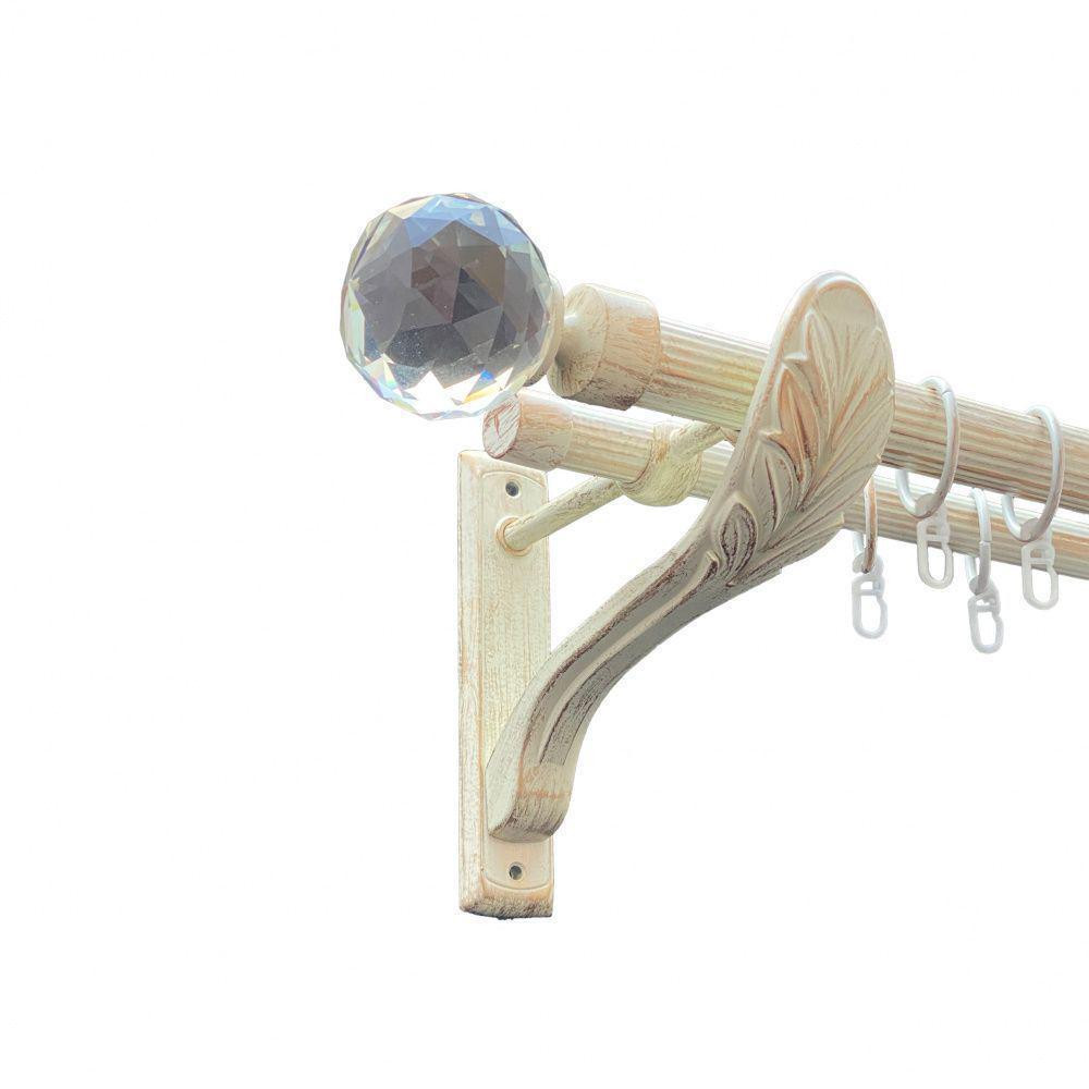 Карниз Orvit Люміера металевий дворядний ретро рифлена труба кільце металеве Біле Золото 25\19 мм 300 см Львов - изображение 1