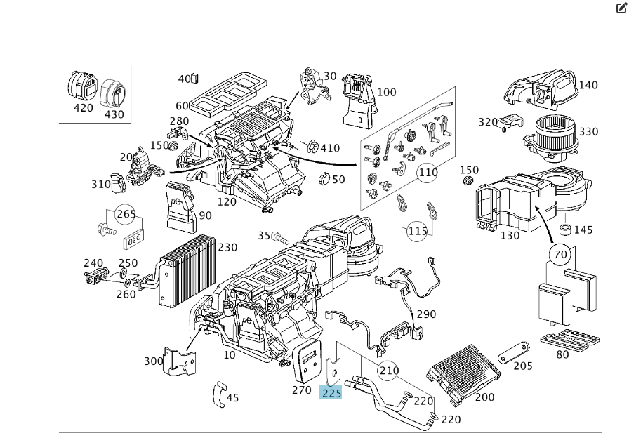 Mercedes-Benz  A2038350011 Пластиковий кронштейн - тримач трубок теплообмінника пічки C-class W203 CLK Coupe C209 G-class W463 C-class S203 CL203 Spor Одеса - фото 2