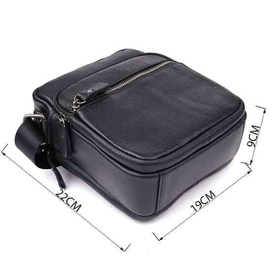 Містка чоловіча сумка на плече з натуральної шкіри Vintage 23022 Чорний Київ