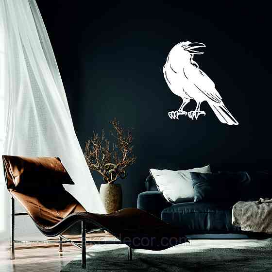 Декоративное настенное Панно «Ворон» Декор на стену 50*45 см, Белый Киев