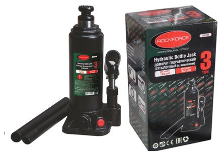 Домкрат пляшковий 3т (h min 194мм, h max 372мм, хід штоку 178мм, хід гвинту 60мм) з клапаном Одеса - фото 1