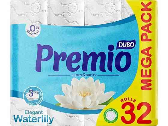 Туалетний папір Premio Waterlily білий 3 шари 32 рулони ТМ ДИВО Київ