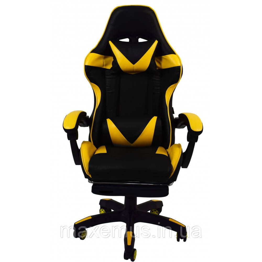 Кресло геймерское раскладное Bonro B 810 с подставкой для ног кресло компьютерное желтый Мостиска - изображение 7