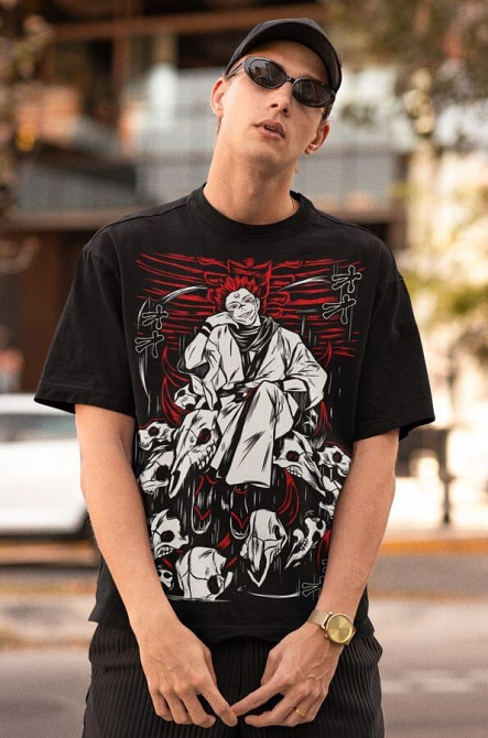 Футболка для мальчика аниме Магическая битва оверсайз (рост от 165 до 180 ) Черний AnimeJ0839m Днепр - изображение 4