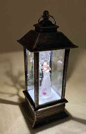 Новорічний LED ліхтар на батарейках без блискіток 