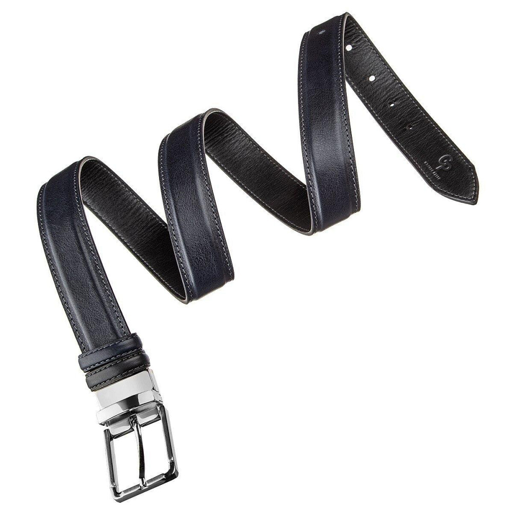 Ремень брючный двусторонний мужской Синий и Черный (GRANDE PELLE) Киев - изображение 4