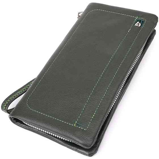 Стильный кошелек-клатч для женщин с отделением под телефон ST Leather 23103 Зеленый Киев