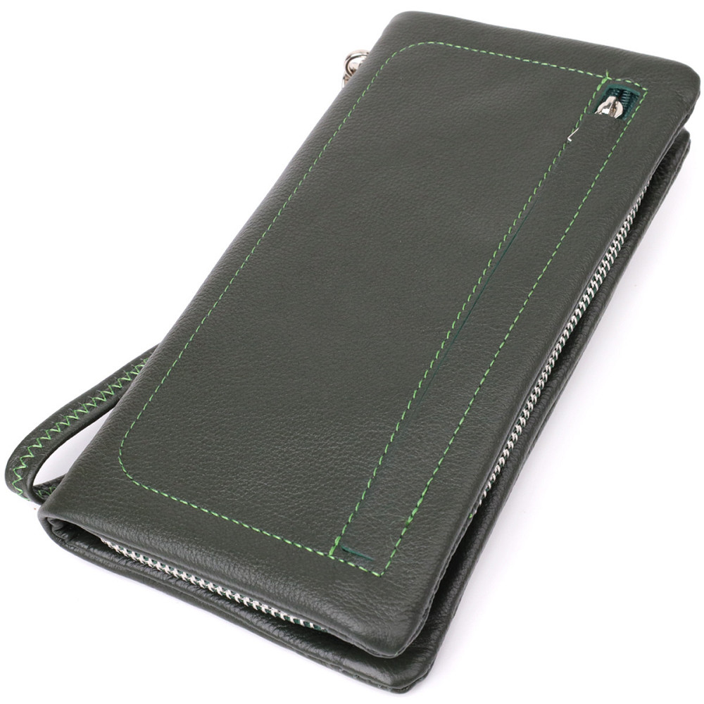 Стильный кошелек-клатч для женщин с отделением под телефон ST Leather 23103 Зеленый Киев - изображение 1