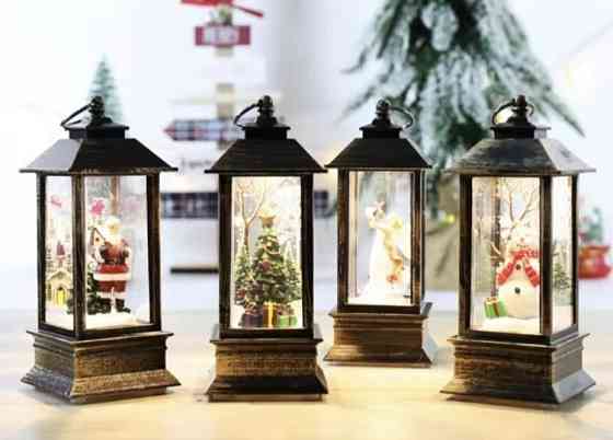 Комплект новорічних LED ліхтарів на батарейках без блискіток 4 шт Смела