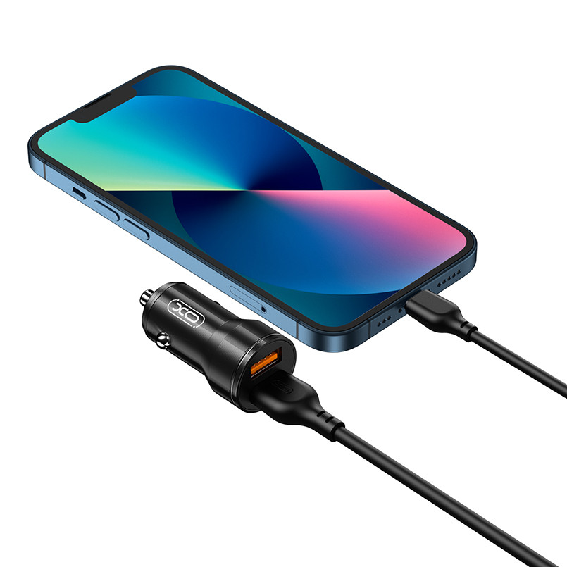 Автомобільний зарядний пристрій XO CC48 Smart Dual USB Metal чорний Львів - фото 2