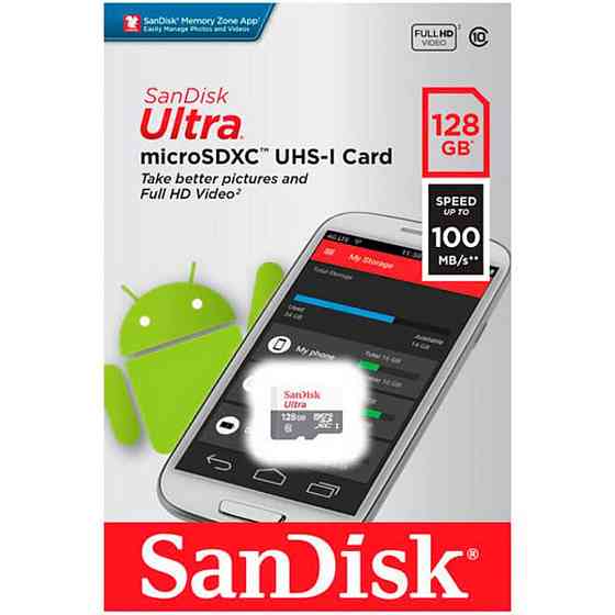 microSDXC (UHS-1) SanDisk Ultra 128Gb class 10 A1 (100Mb/s) Київ