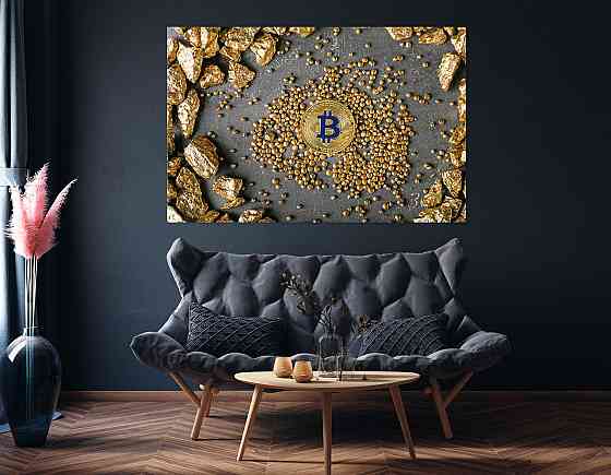 Картина холст  у вітальню / спальню Біткоін     MLP_24  ( 60х30см ) 80х160см Київ