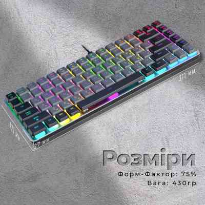 Клавіатура GamePro MK141R Red Swich Low Profile RGB USB Dark Gray (MK141R) Вінниця