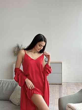 Шелковая ночная рубашка Красный XL/XXL Харьков