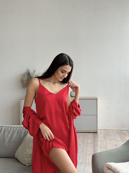 Шелковая ночная рубашка Красный XL/XXL Харьков - изображение 5