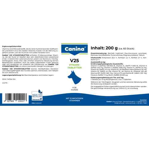 Витаминный комплекс Canina V25 Vitamintabletten для собак 200 г 60 табл. Киев