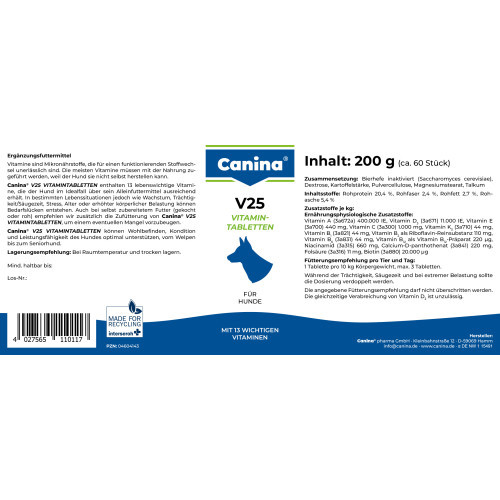Витаминный комплекс Canina V25 Vitamintabletten для собак 200 г 60 табл. Киев - изображение 3