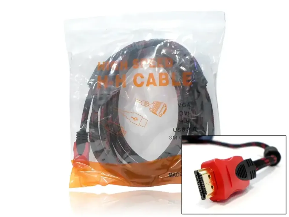 Інтерфейсний кабель HDMI-HDMI довжиною 3 метри, версія 1.4, для передачі відео та аудіо високої чіткості Одеса - фото 2